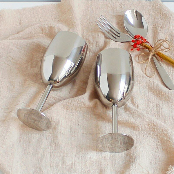 2Pcs Champagne Cocktail Drinkware Stainless Steel Wine Glasses Bar Wine Alcohol