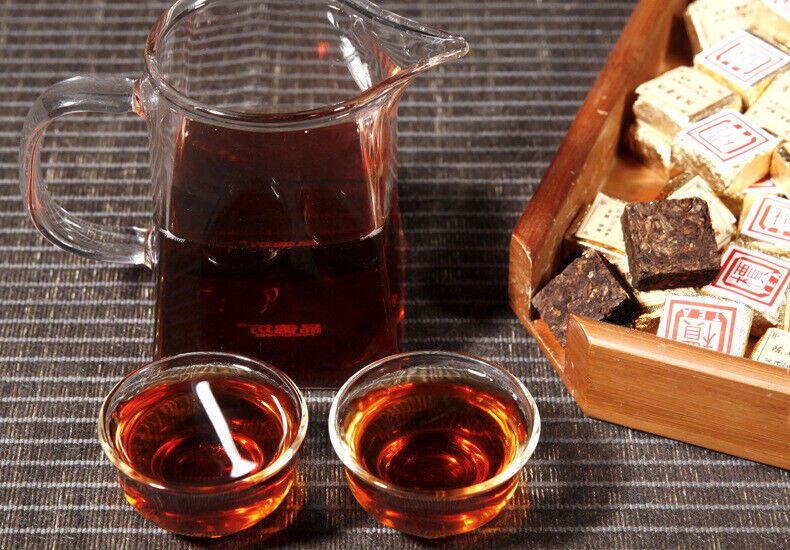 Cooked Puerh Yellow Iron Box Yunnan 250g Ripe Puer Tea Brick Old Pu'er Black Tea Main image