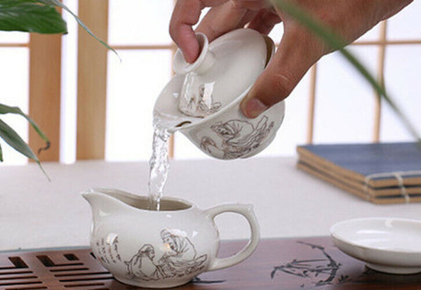 10 Pcs High Quality Elegant Gaiwan Teapot Kettle Porcelana China Kung Fu Tea Set