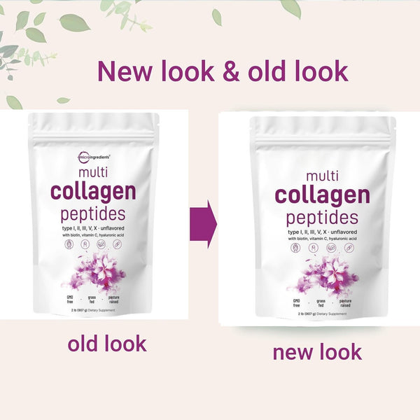 Multi Collagen Peptides Powder - Hydrolyzed Protein Peptides (Type I,II,III,V,X)