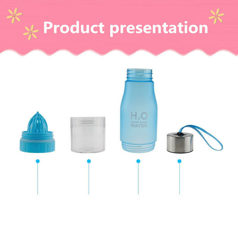 650ML Fruit Juice Water Bottle Infuser Outdoor Sports Portable Shaker Drinkware