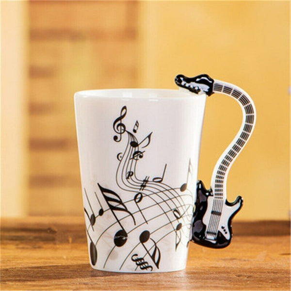 Milk Stave Cups with Handle Music Violin Guitar Ceramic Coffee Tea Drinkware Mug