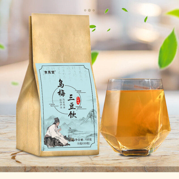 Herbal Tea with Plum Green Bean Black Bean Yellow Bean and Coix Seed in Paper