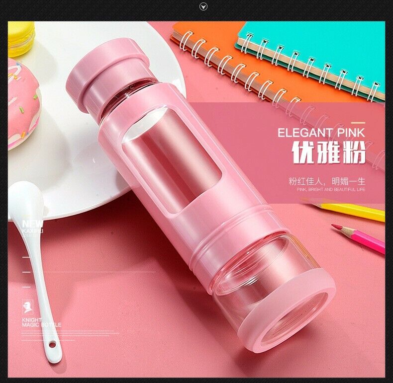 Tea Water Bottle Glass Water Bottle Tea Infuser Portable Heat-resisting 4 Colors