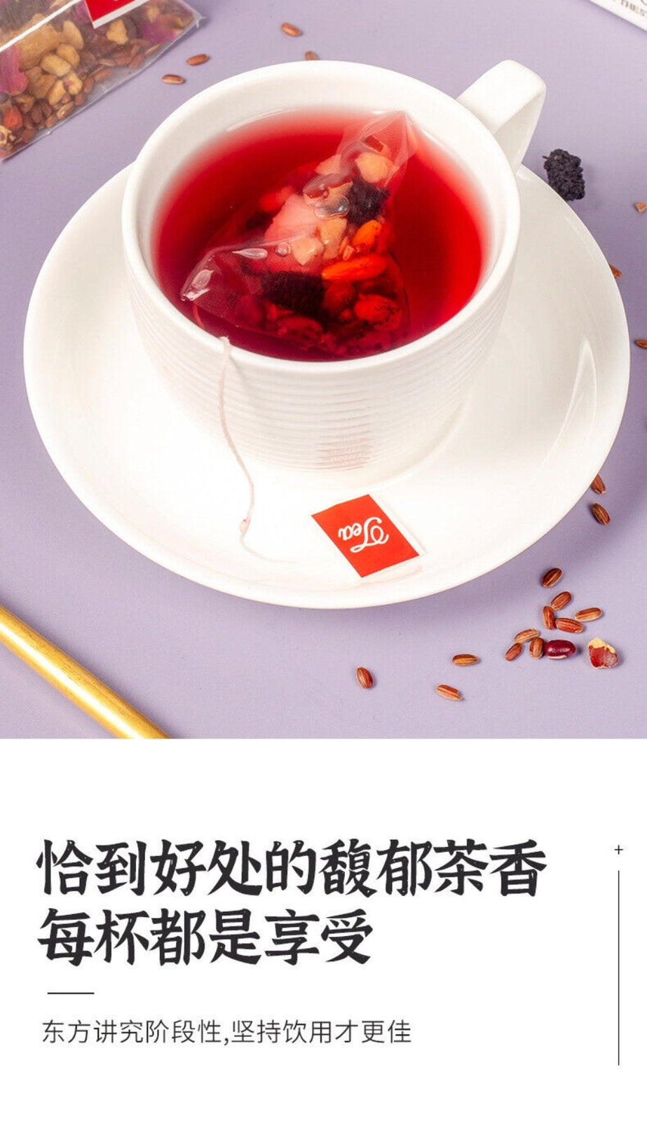 5 Red Herbal Tea Pyramid Bags Dates Beans Rice Mulberry Goji Wellness Blend