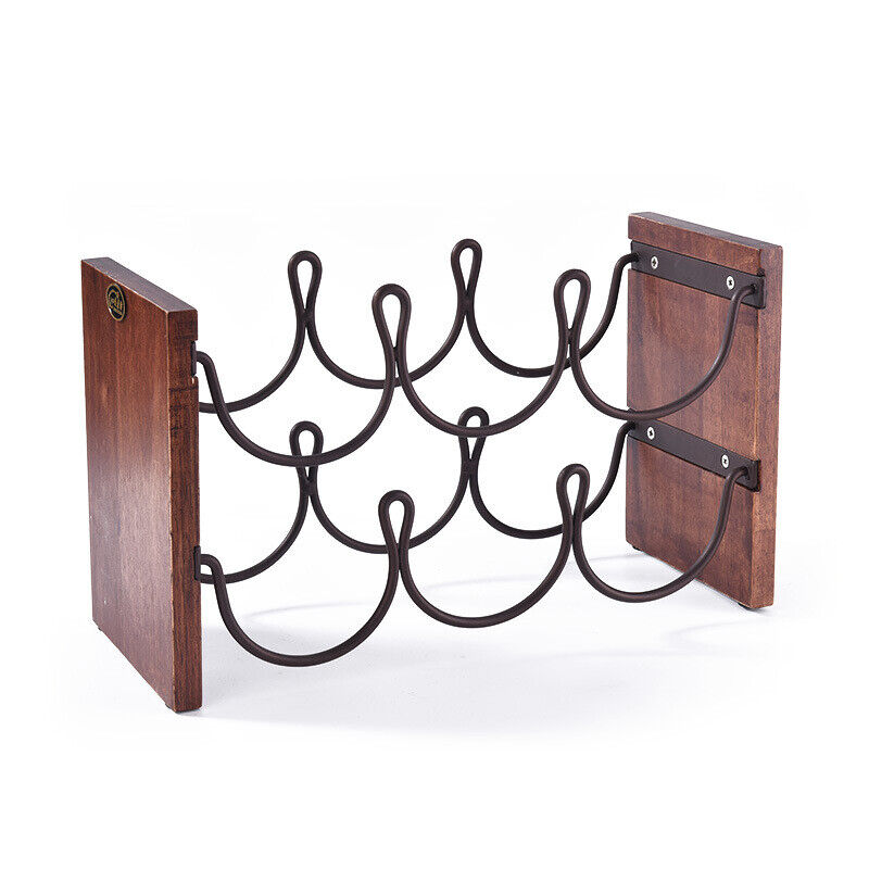 Solid Wood Double Layer Red Wine Rack Wrought Iron Decoration New Bottle Holder