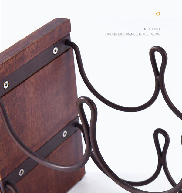Solid Wood Double Layer Red Wine Rack Wrought Iron Decoration New Bottle Holder