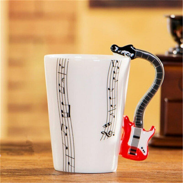 Milk Stave Cups with Handle Music Violin Guitar Ceramic Coffee Tea Drinkware Mug