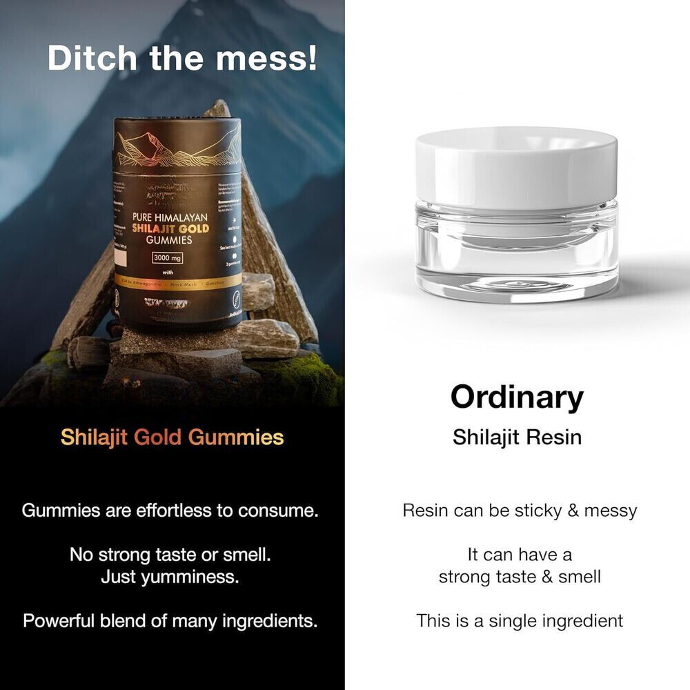 Biyode Pure Himalayan Shilajit Gummies mit Ashwagandha Gokshura und anderen