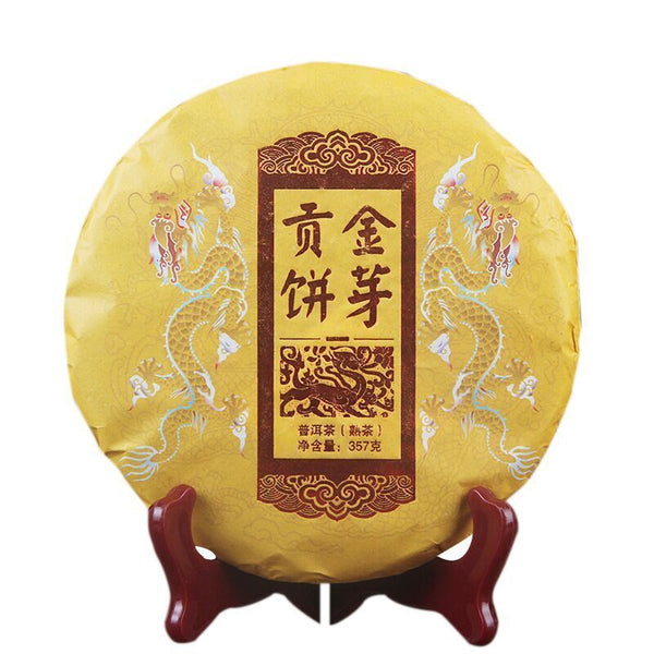 Natural MengHai Ripe Puer Tea GongTing Compressed Organic Puerh Tea 357g/12.59oz