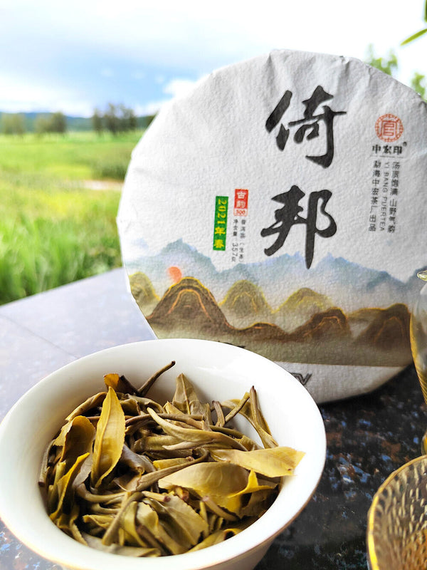 HelloYoung 357g Yibang Pu'er Raw Tea Ancient Six Great Tea Mountains Yunnan Old Tree Cake