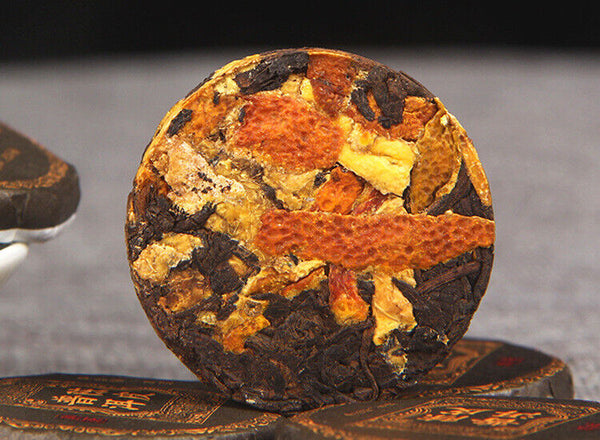 HelloYoung 500g Yunnan Chenpi Pu'er tea cake citrus ripe tea black tea small jade cake