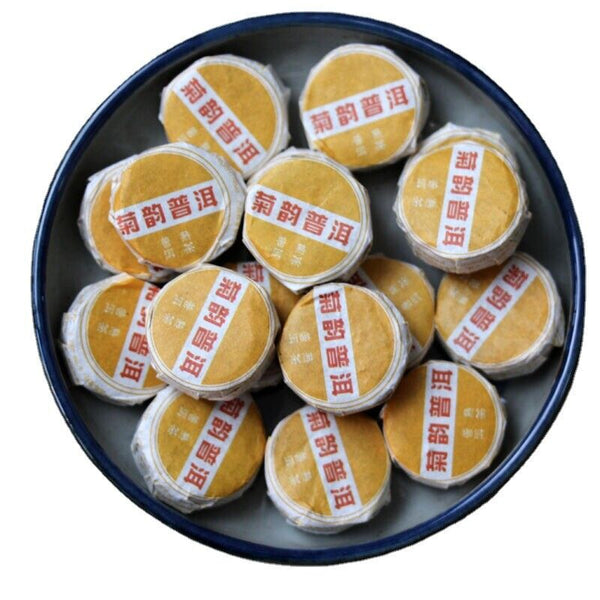 HelloYoung 500G 7gMini Chrysanthemum Pu-erh Ripe Tea Yunnan Chrysanthemum Pu-erh Round Cake