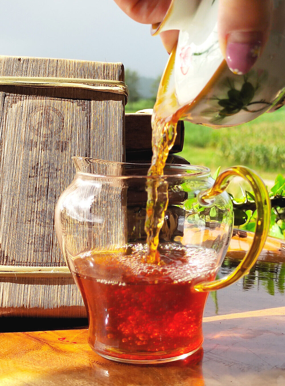 HelloYoung 250g Puerh Ripe Tea Brick Date Fragrant Brick Tea Old Tea Bamboo Leaf Packing