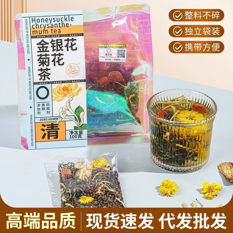 Honeysuckle Chrysanthemum Herbal Tea Bags Cooling Detox Summer Drink 10 Pack Secondary image