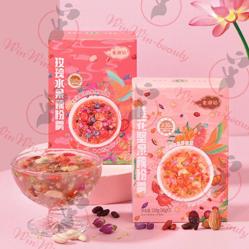 老金磨方桂花坚果藕粉羹玫瑰营养早餐莲藕粉Osmanthus rose nutritious breakfast lotus root powder health Main image