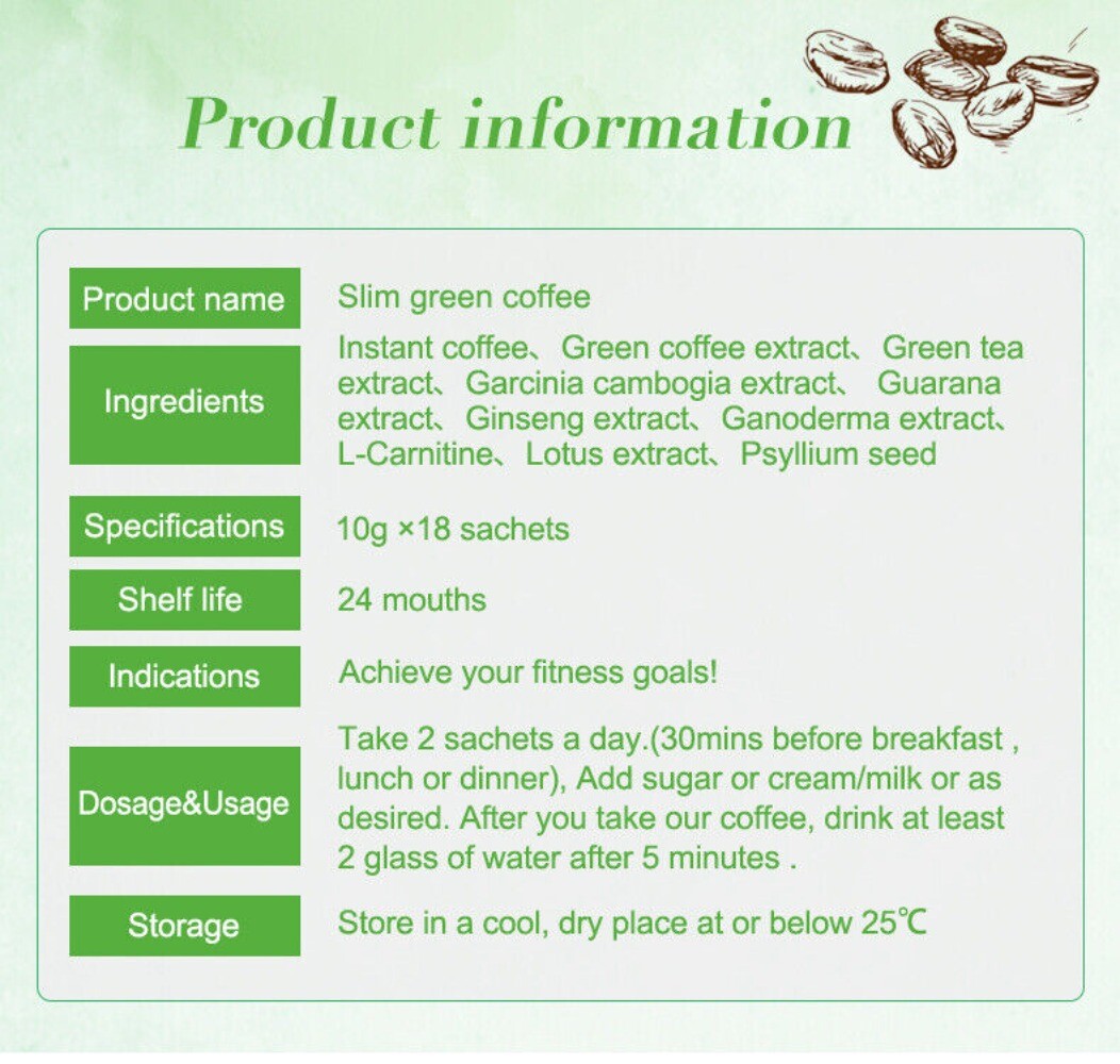 Slimming Green Coffee Diet 10gx18 Instant Weight Loss Herbal