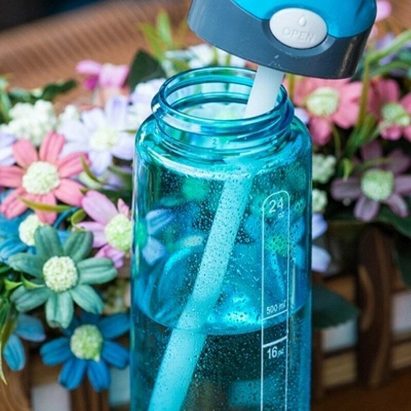 Leak-proof Straw Drinkware Water Bottle Portable Bottle Sports Plastic Flask Lid