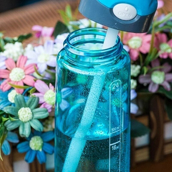 Leak-proof Straw Drinkware Water Bottle Portable Bottle Sports Plastic Flask Lid