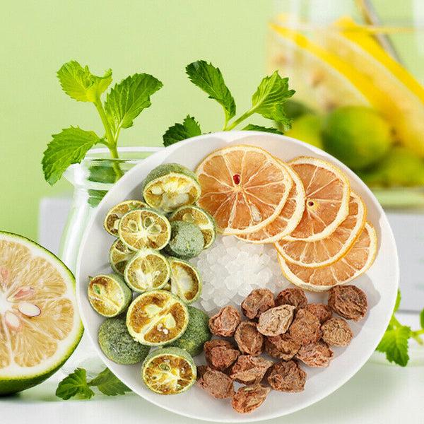 Summer Cold Brew Plum Green Orange Lemon Tea with Freeze Dried Fruits