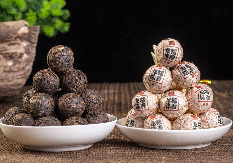 500G Yunnan Pu'er Tea Glutinous Fragrant Xiaotuo Old Ripe Tea Dragon Ball Tea