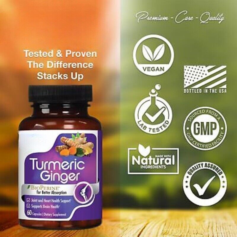 Turmeric Curcumin with Ginger - 95% Curcuminoids 2600mg Max potency w BioPerine