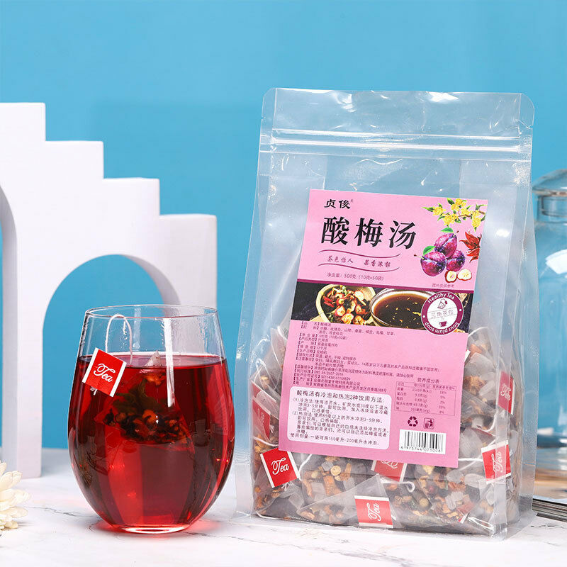 HelloYoung Triangle Bag Tea 500g Packaging Syrup of Plum Tea Bags Chinese Herbal Tea 10gx50 Main image
