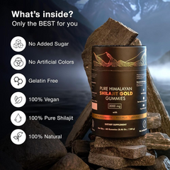 Stress Relief Pure Himalayan Shilajit Gummies Organic,Boost Energy  Ashwagandha