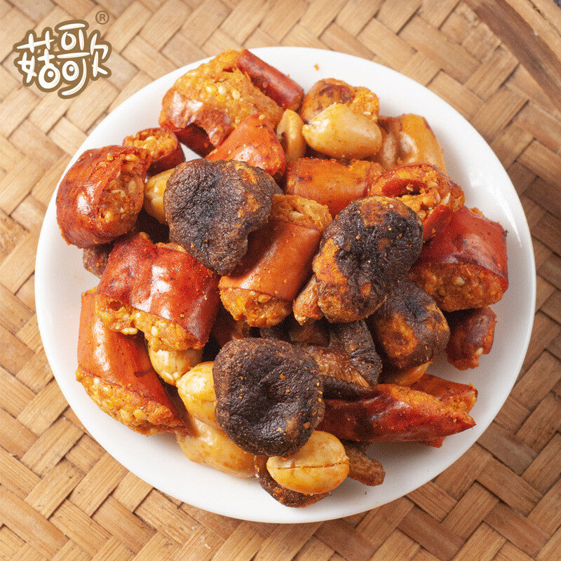 Ready-to-Eat Mixed Snack Spicy Shiitake Mushroom Chips with Chili Peanuts Main image