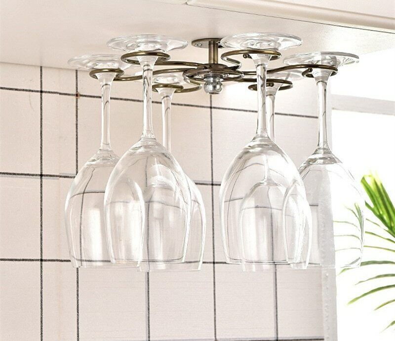 Wine Rack Round Wall Mounted Goblet Rack Stainless Steel Ktchen Decoration Gift