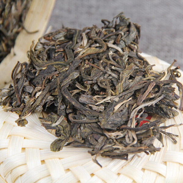 HelloYoung Pu-erh Green Tea Health Care 500g Ancient Tree Raw Pu'er Tea Cake Bamboo Basket