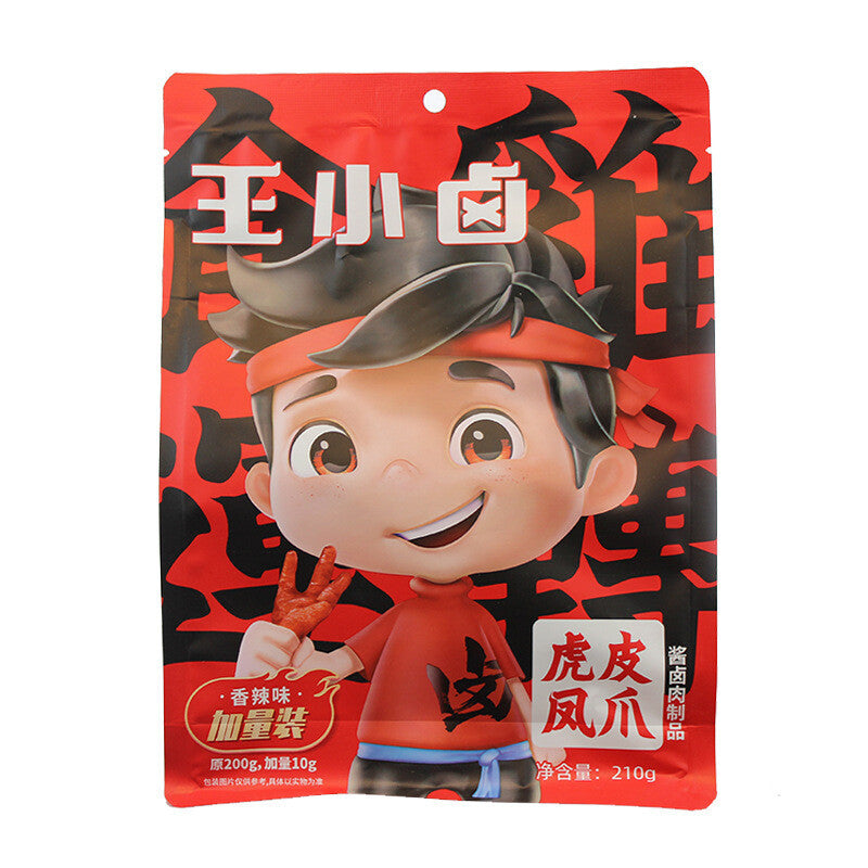 Wangxiaolu Chicken Feet Tiger Skin Chicken Feet  Instant Snacks 210g 王小卤虎皮凤爪香辣卤味