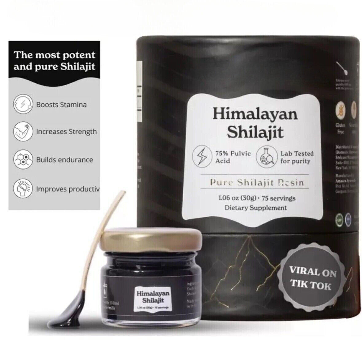 Himalayan Shilajit,Soft Resin,Organic,Extremely Potent,Fulvic Acid 30g Main image