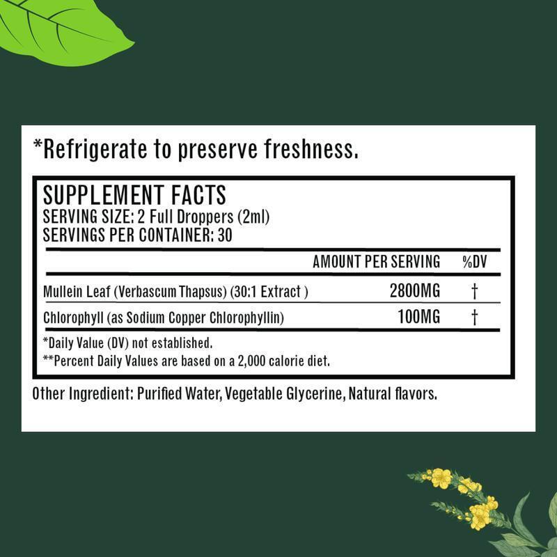 Mullein Leaf Extract Drops All-natural Ingredients Health Care Triple absorption