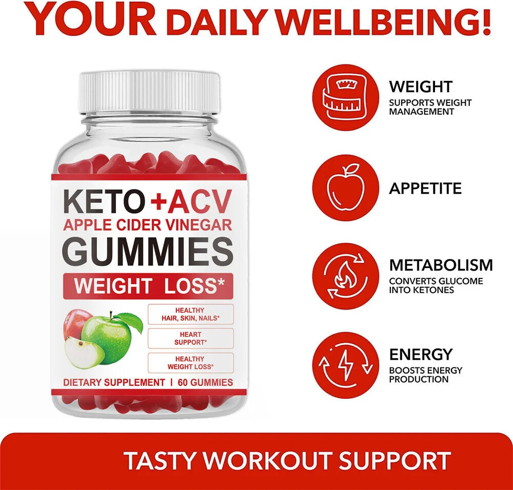 Keto Acv Gummy Candy Apple Cider Vinegar Gummies Hair Skin Nails and Weight Loss