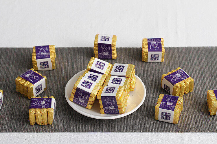 HelloYoung 500g Yunnan Pu-erh Ripe Tea Glutinous Aromatic Mini Square Brick Tea Thin Slices