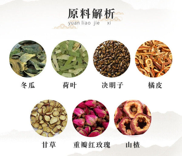 Winter Melon Lotus Leaf Rose Cassia Seed Herbal Tea Bags Natural Blend