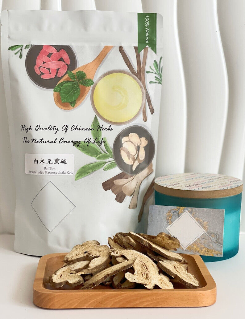 White Atractylodes Root Cut Slices Atractylodis Macrocephalae Bai Zhu 无熏硫白术 500g Secondary image