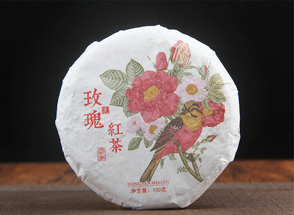 HelloYoung 100g Yunnan Old Tea Tree Red Rose Black Tea Fengqing Dian Hong Rose Tea Cake