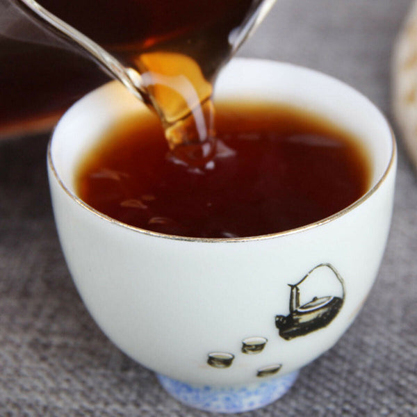HelloYoung Cooked Puerh Tea Cake Full Fermented Banzhang Golden Bud Ripe Shu Puer Tea 357g