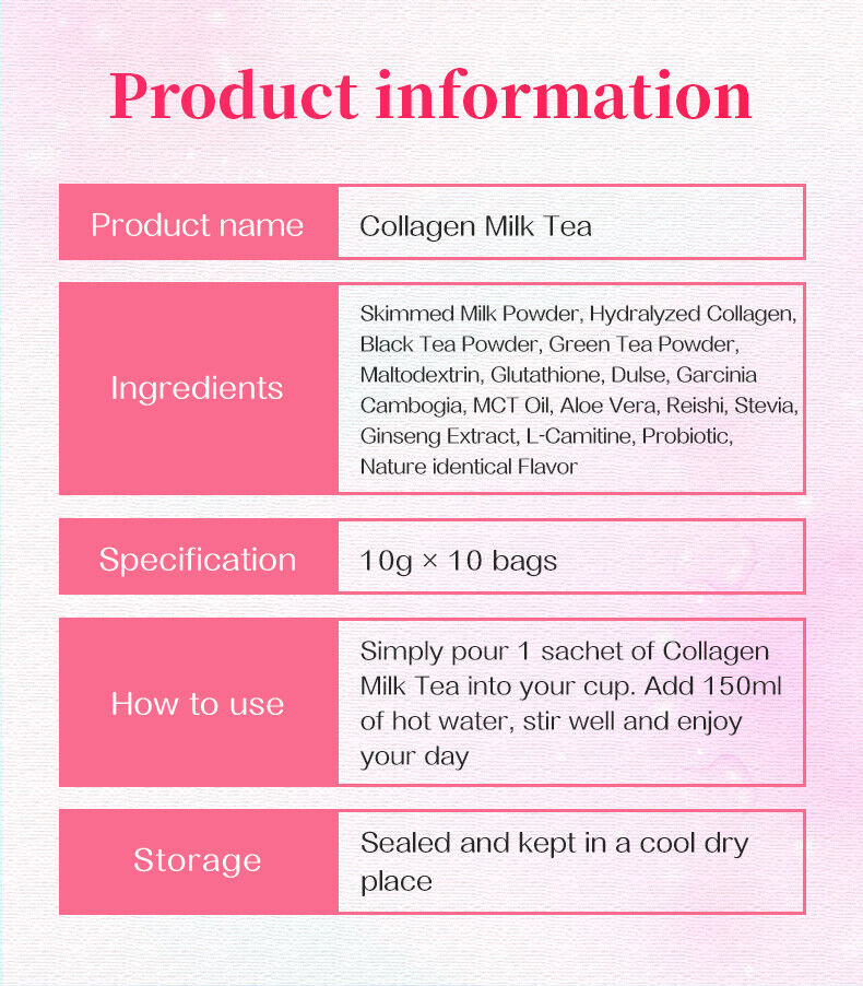 Skin Whiten Milk Tea Natural Herbal Beauty Detox Colleagen Milk Tea