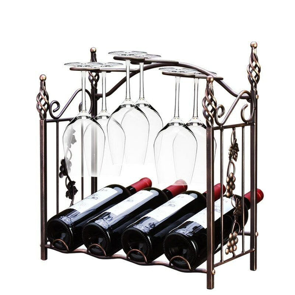 European Bottle Holder Useful Gift 4 Bottles and 6 Glasses Disassembly Wine Rack