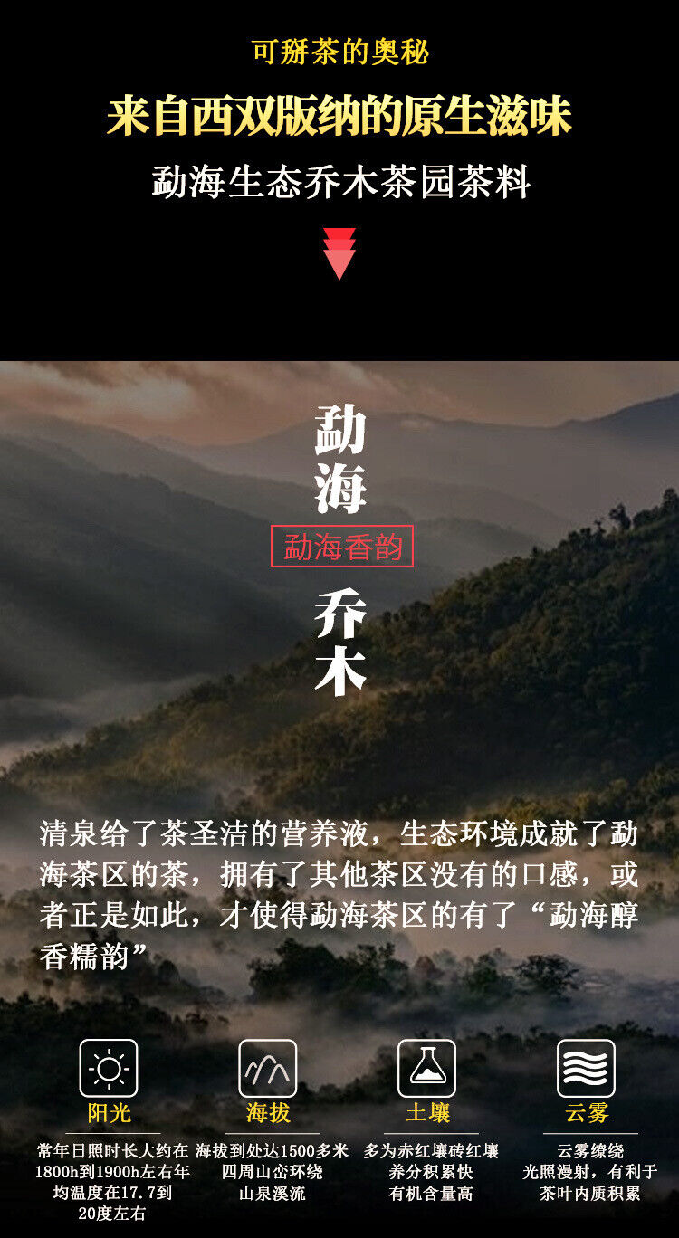 HelloYoung 200g Yunnan Menghai Large Tree Dry Storage Hand Brewed Tea Ripe Tea Brick