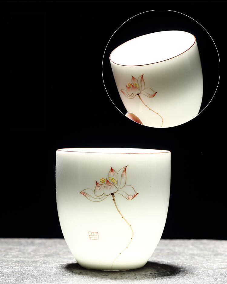 Teacup Traditional Chinese Tea Cup Bamboo Plum Shape Ceramic Porcelain Tea Cup