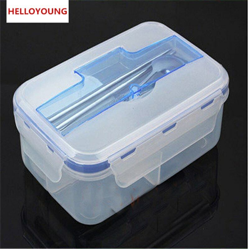 Plastic Clear Tableware Buckle LunchBox Can Microwave Oven Bento Dinnerware Nice