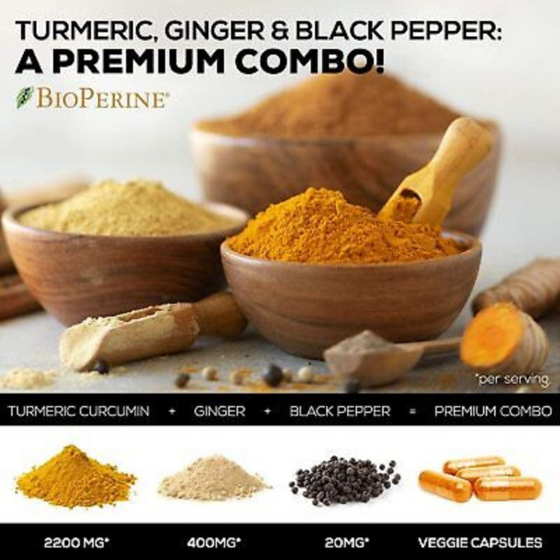 Turmeric Curcumin with Ginger - 95% Curcuminoids 2600mg Max potency w BioPerine Secondary image
