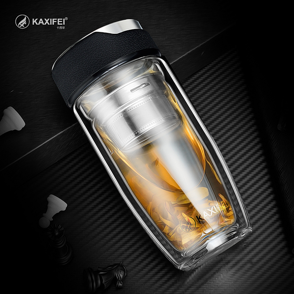 Double Glass Water Bottle Tea Transparent Bottles Stainless Steel Bottle Infuser