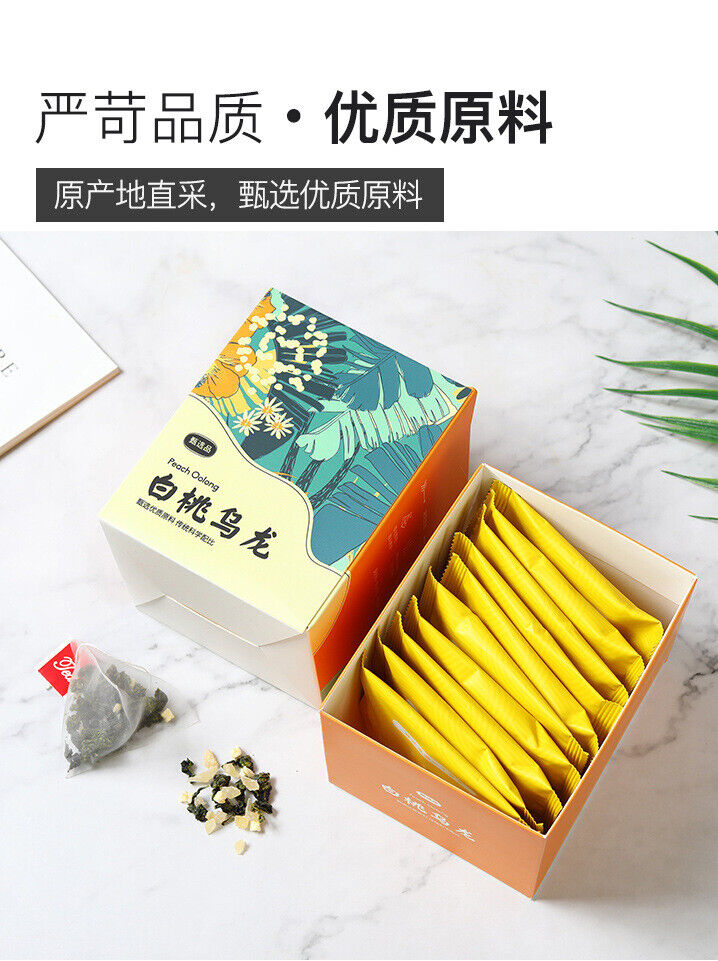 HelloYoung 30g Box packed triangular tea bag white peach oolong tea flower fruit tea bag