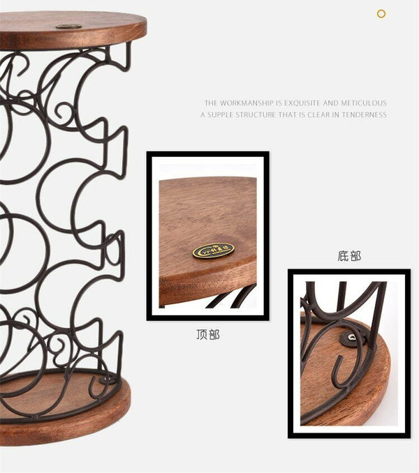Oval Wooden Bottom Iron Bottle Holders Wine Cabinet Decoration G-style Wine Rack