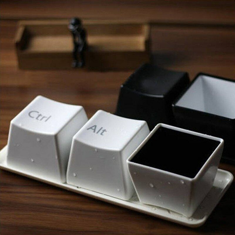 3Pcs/Set Coffee Tea Cup Keyboard Box Ctrl+Alt+Del  Suger Container Jar Cup+Tray Main image